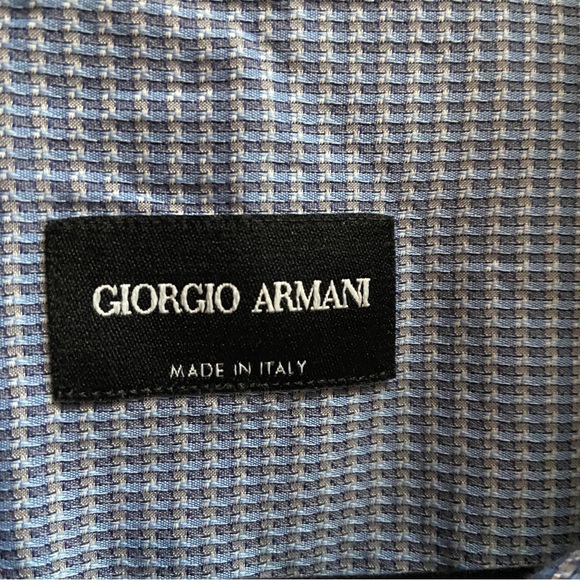 Giorgio Armani houndstooth collar long sleeve button shirt made in Italy Sz XL - Picture 8 of 11